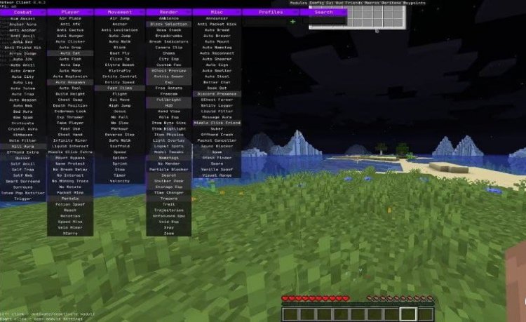 Minecraft Meteor Hack – 1.14 , 1.17.1